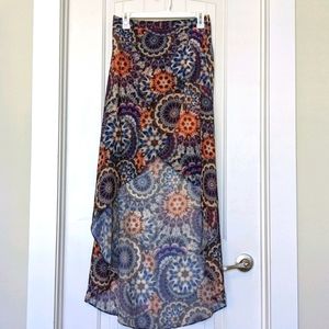 Firework high-low, silky skirt, fully lined